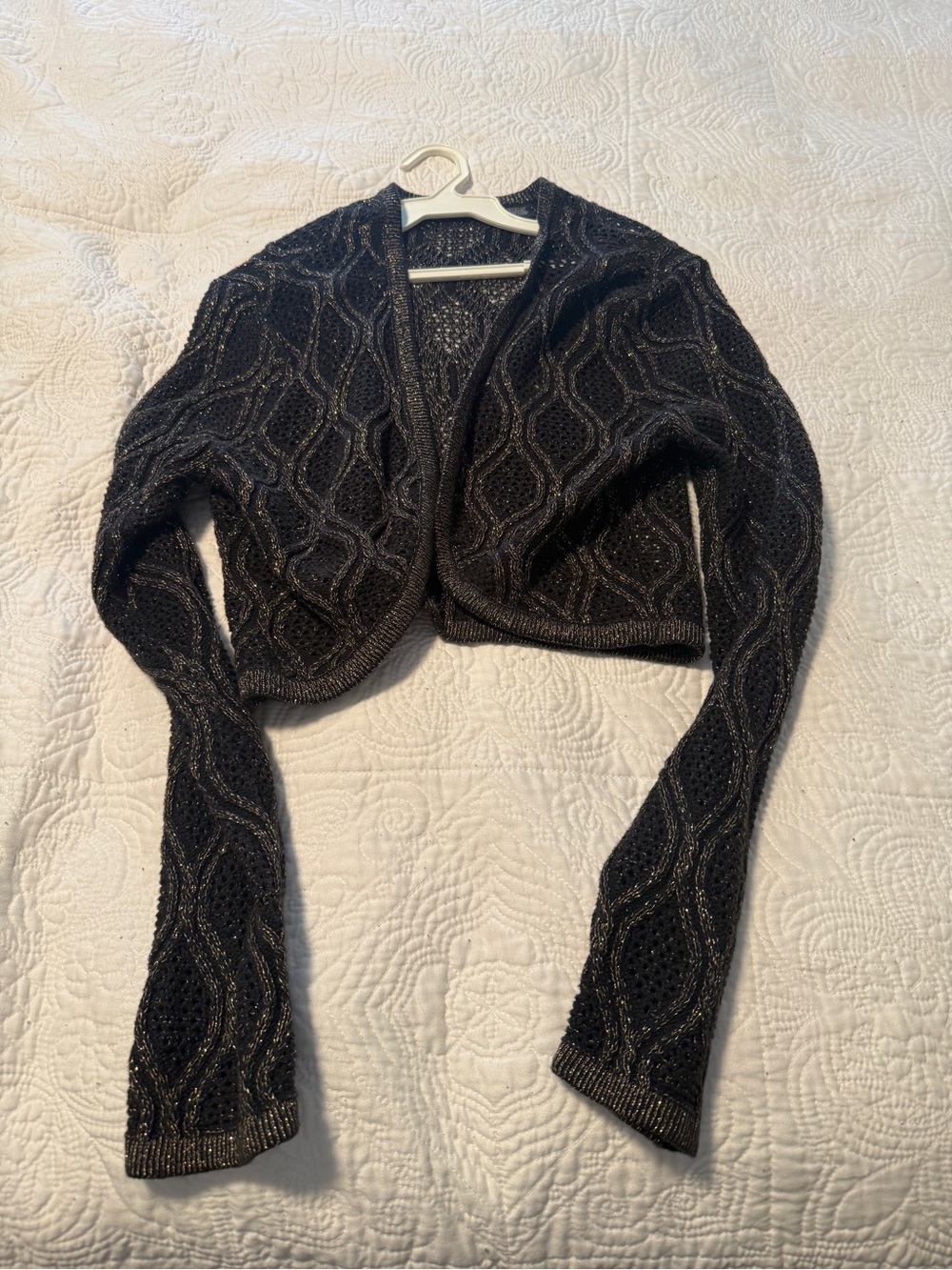 Jean Pierre Black Metallic Cropped Bolero Shrug